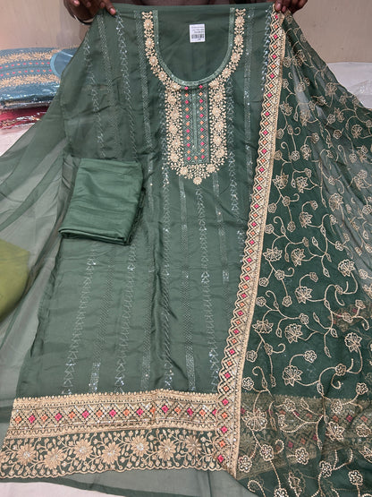 Green Fancy women Unstitched Suit