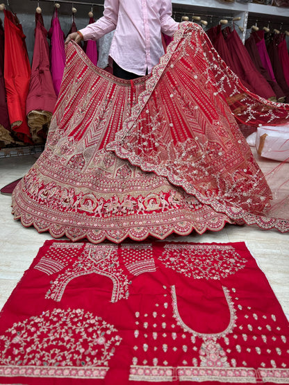 Good looking red bridal lehenga