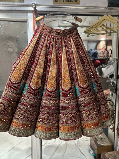 Heavy bridal Ball Maroon Lehenga