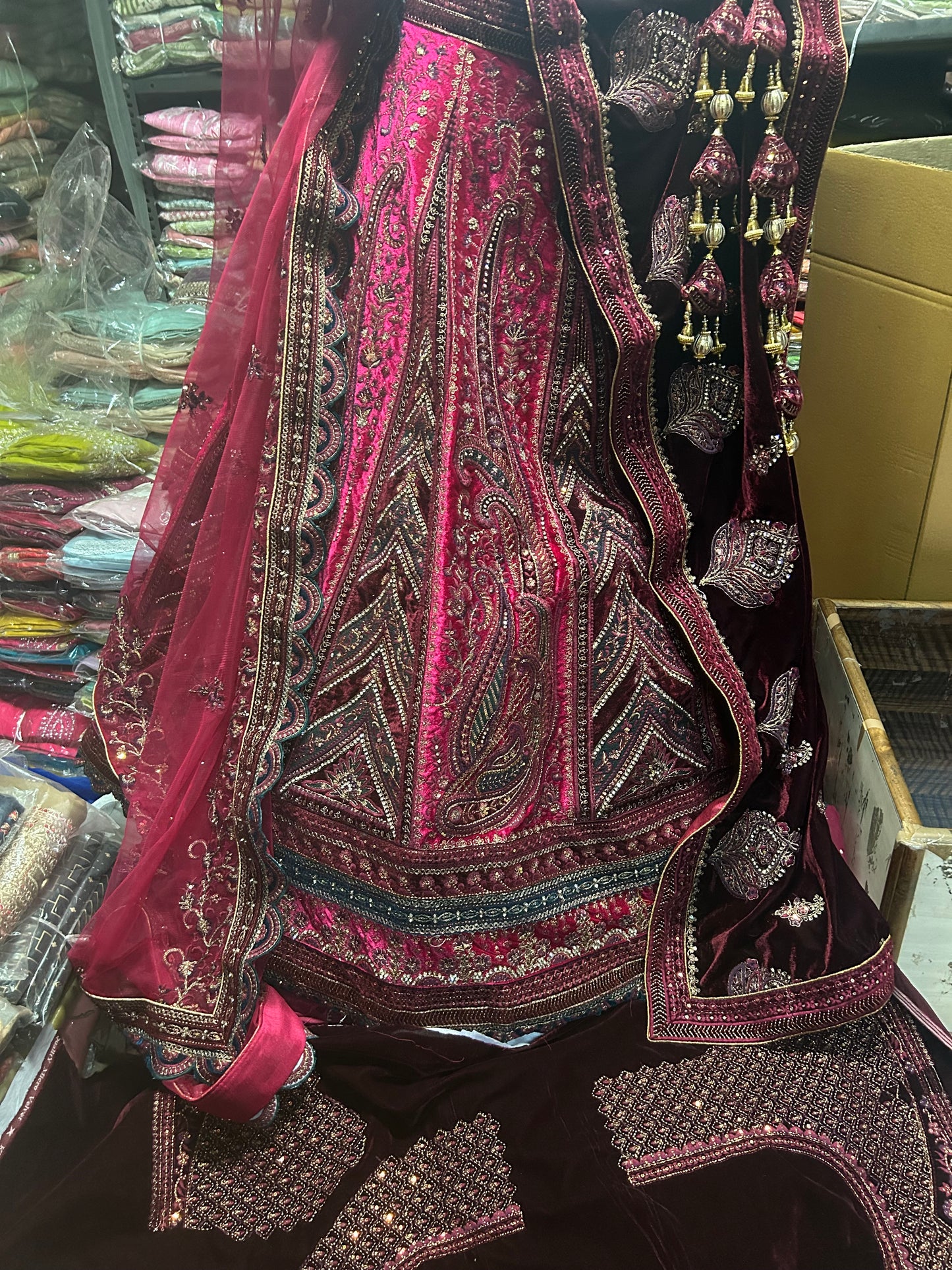 Stunning Rajwada Maroon Pink Lehenga