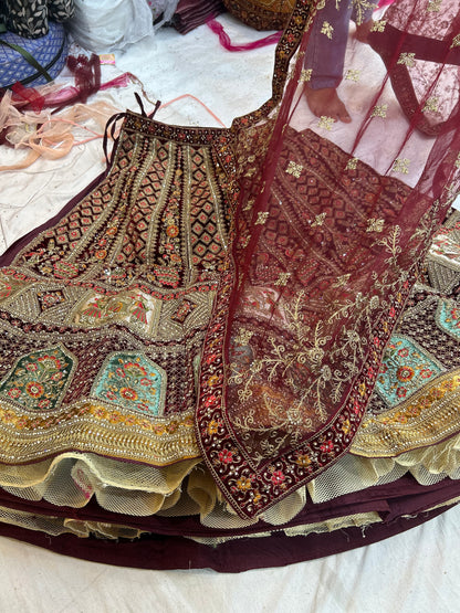 Fantastic maroon doli barat bridal lehenga