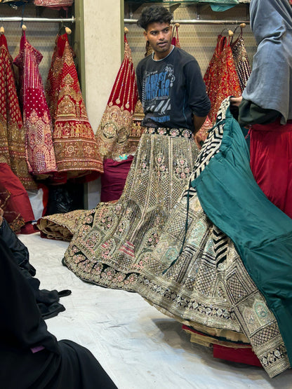 Lovely Peacock Pattern maroon bridal lehenga