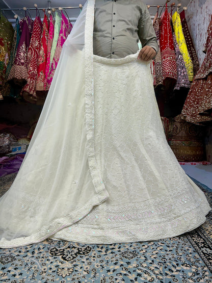 Tremendous white sequence lehenga