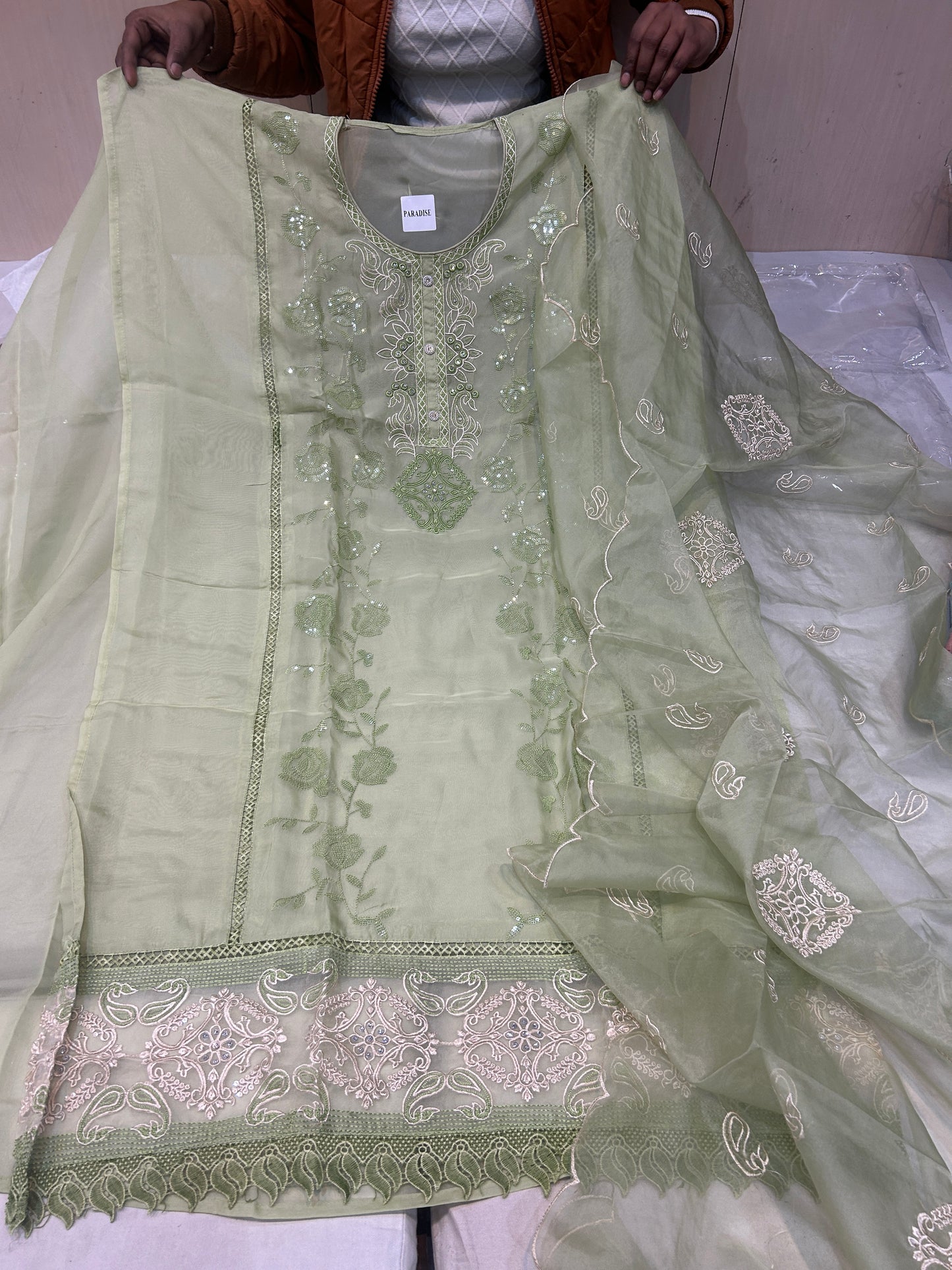 Green Fancy women Unstitched Suit