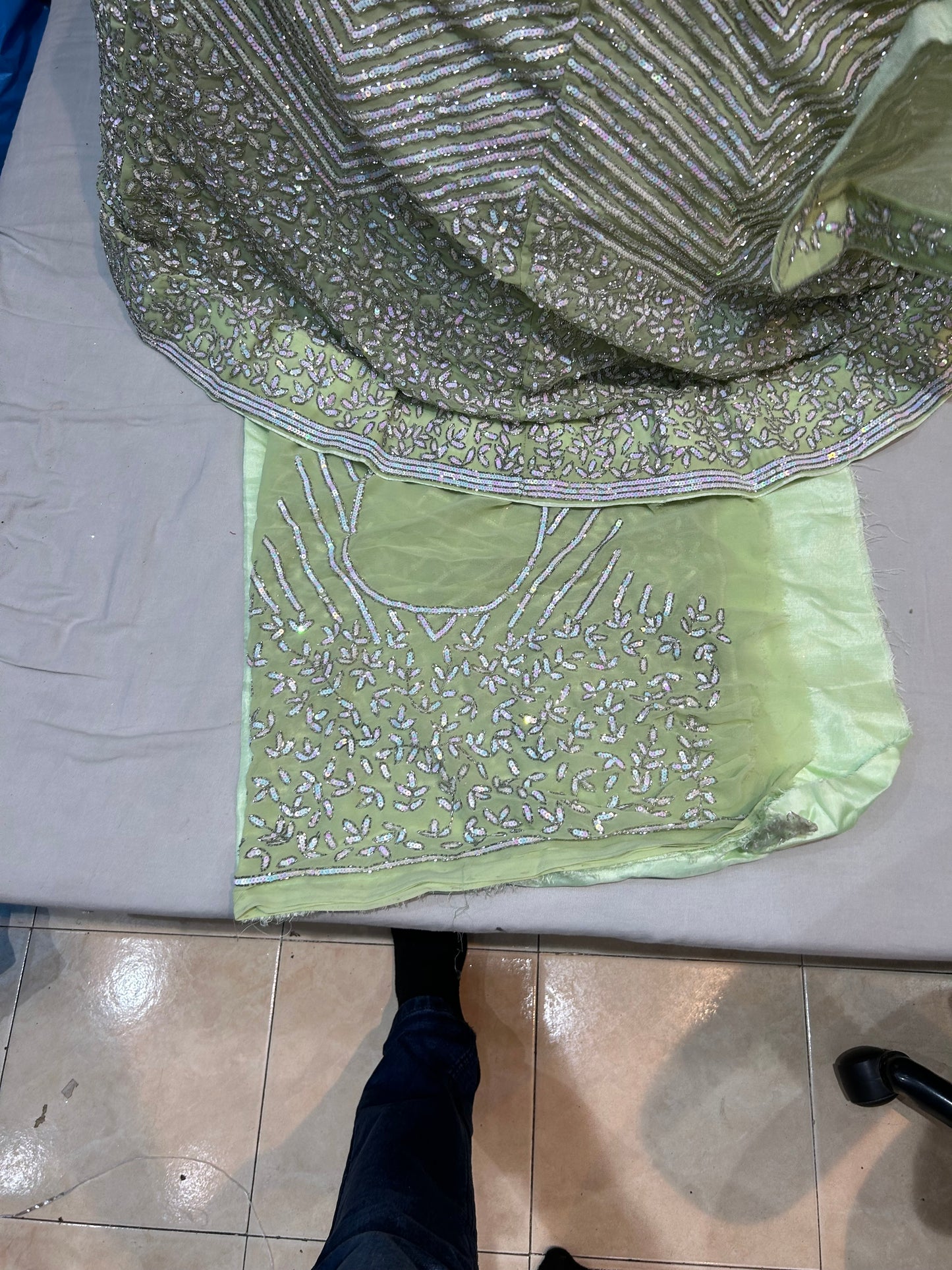 Pista green Sequence lehenga