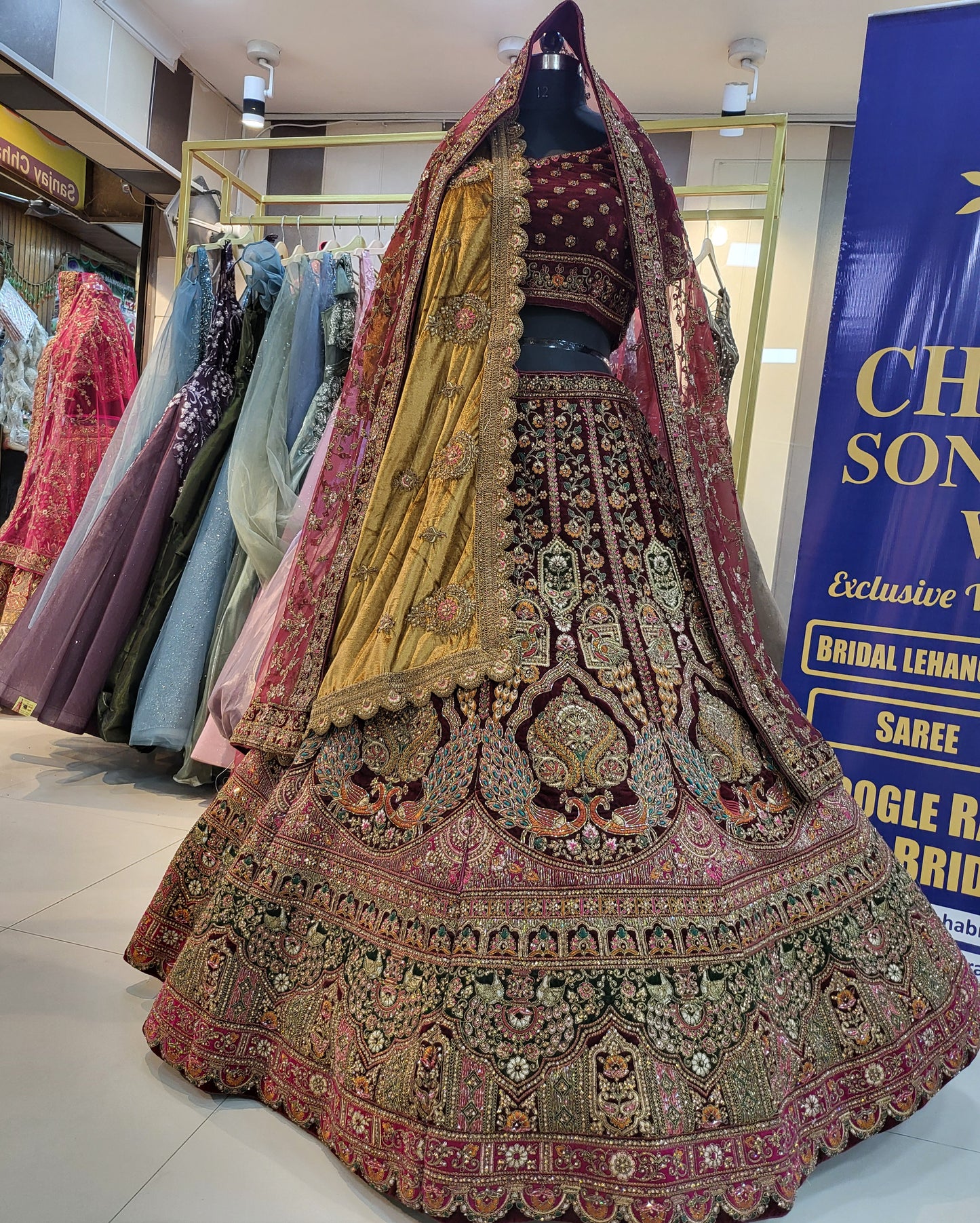 Amazing handwork Peacock double dupatta lehenga