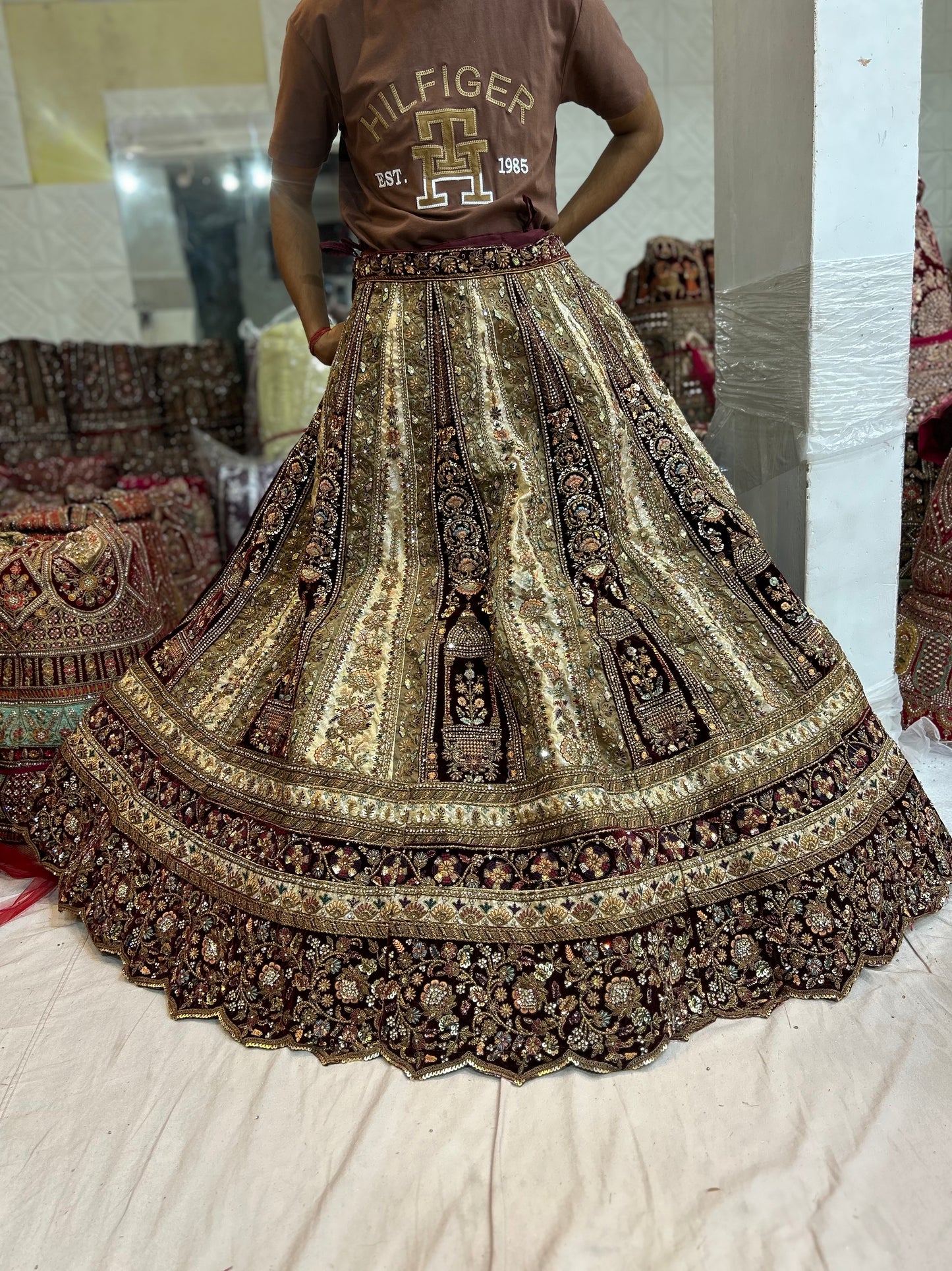 Designer Maroon Ivory bridal Happy customer lehenga