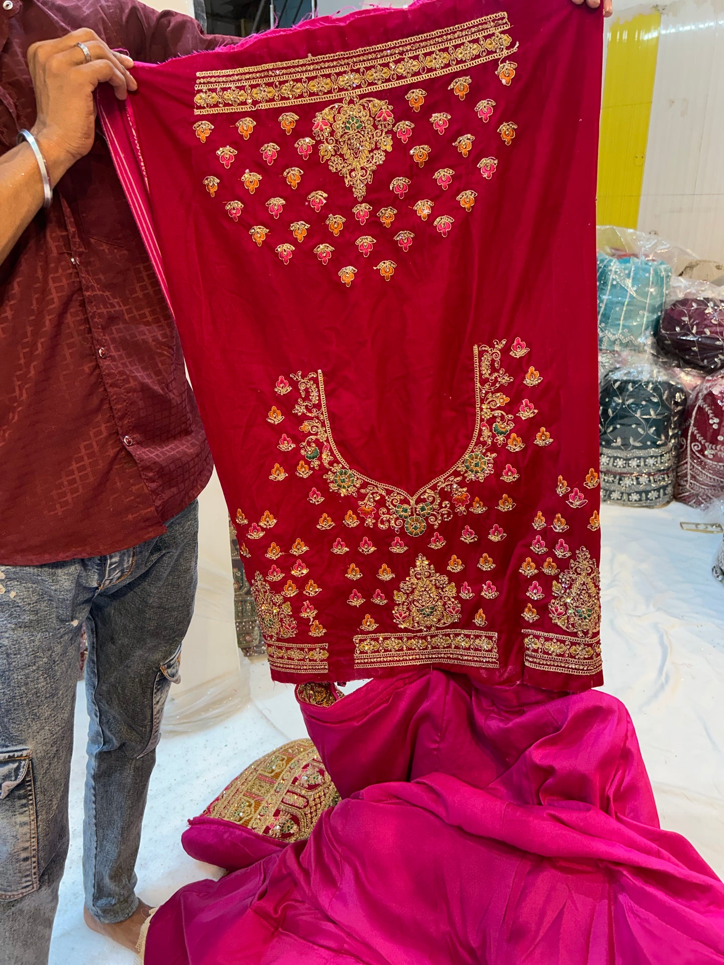 Pretty Peacock dark Rani pink Lehenga