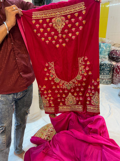 Pretty Peacock dark Rani pink Lehenga