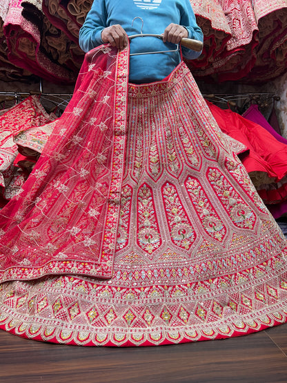 Cute pink peacock bridal lehenga