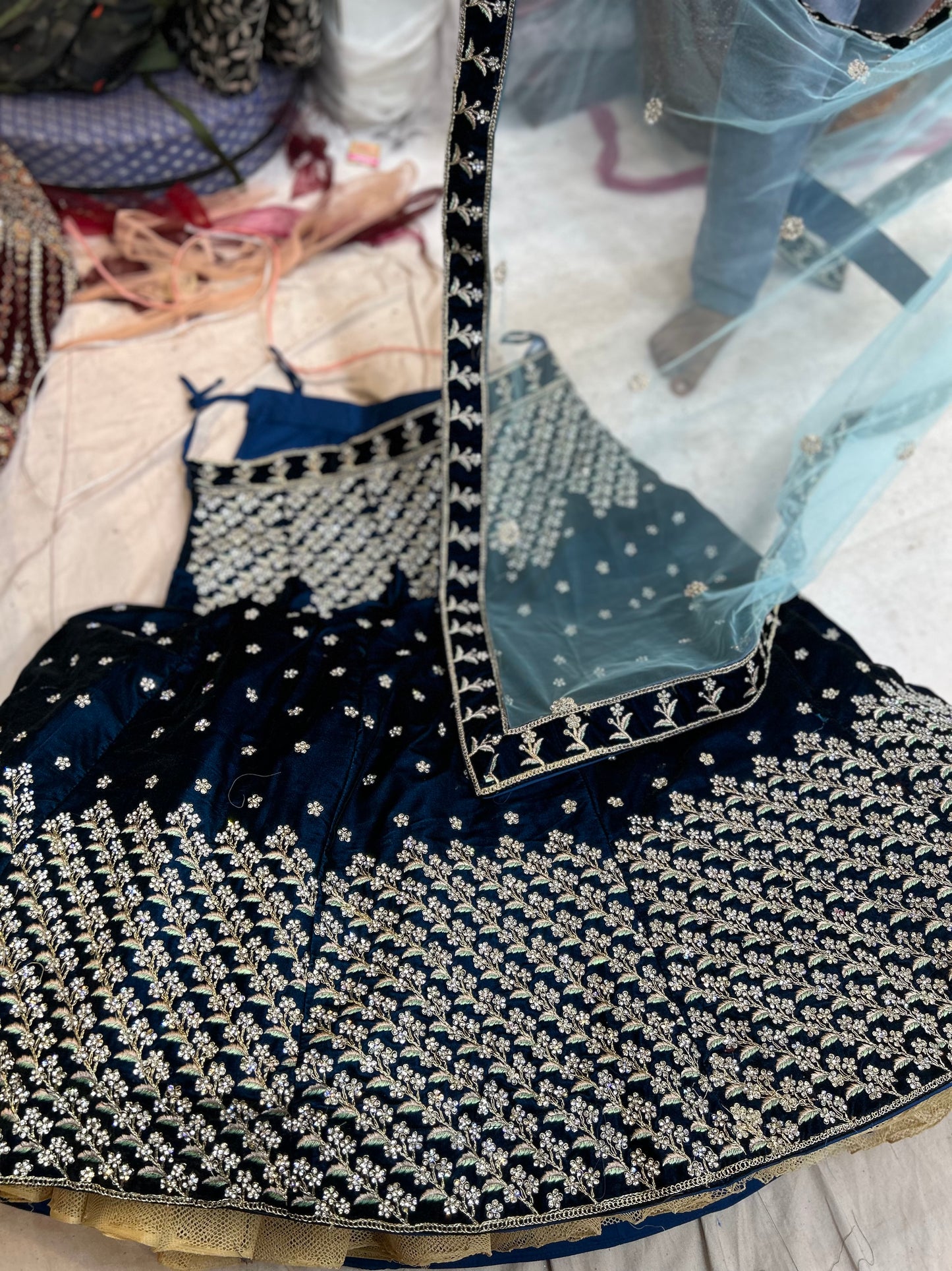 Lavishing dark blue lehenga