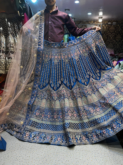 Stylish blue colour Jhumka Lehenga