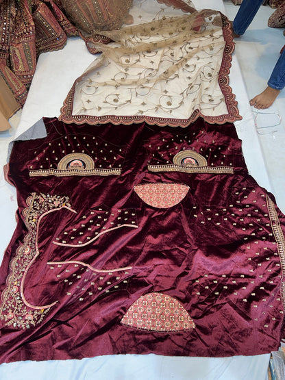 Maroon Peacock bridal lehenga