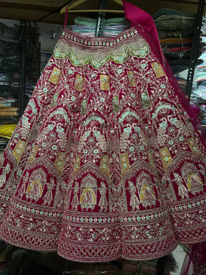 Lavishing red doli Barat bridal lehenga