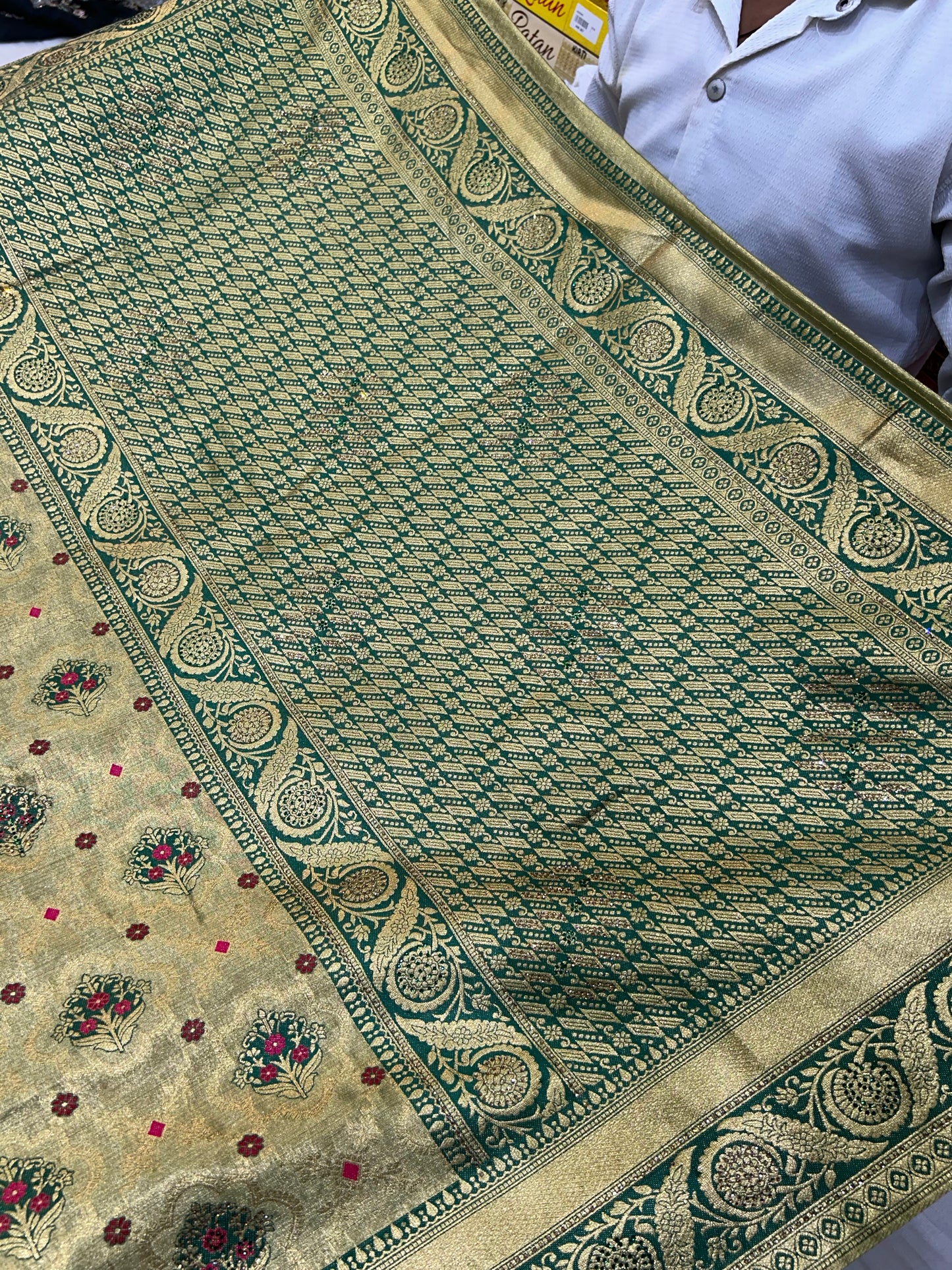 Dreamy Banarasi dark green Saree