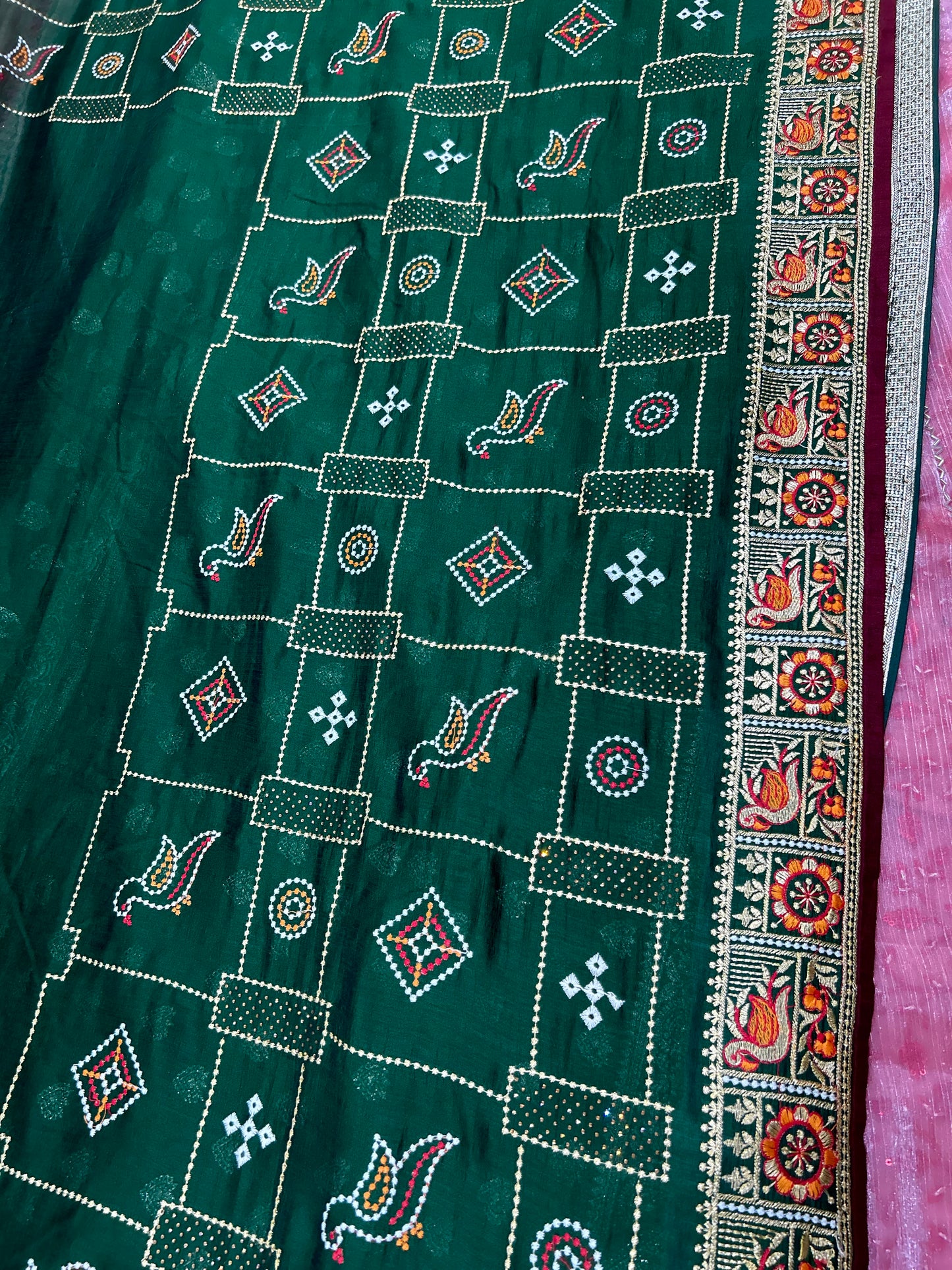 Pleasing Dark green Saree