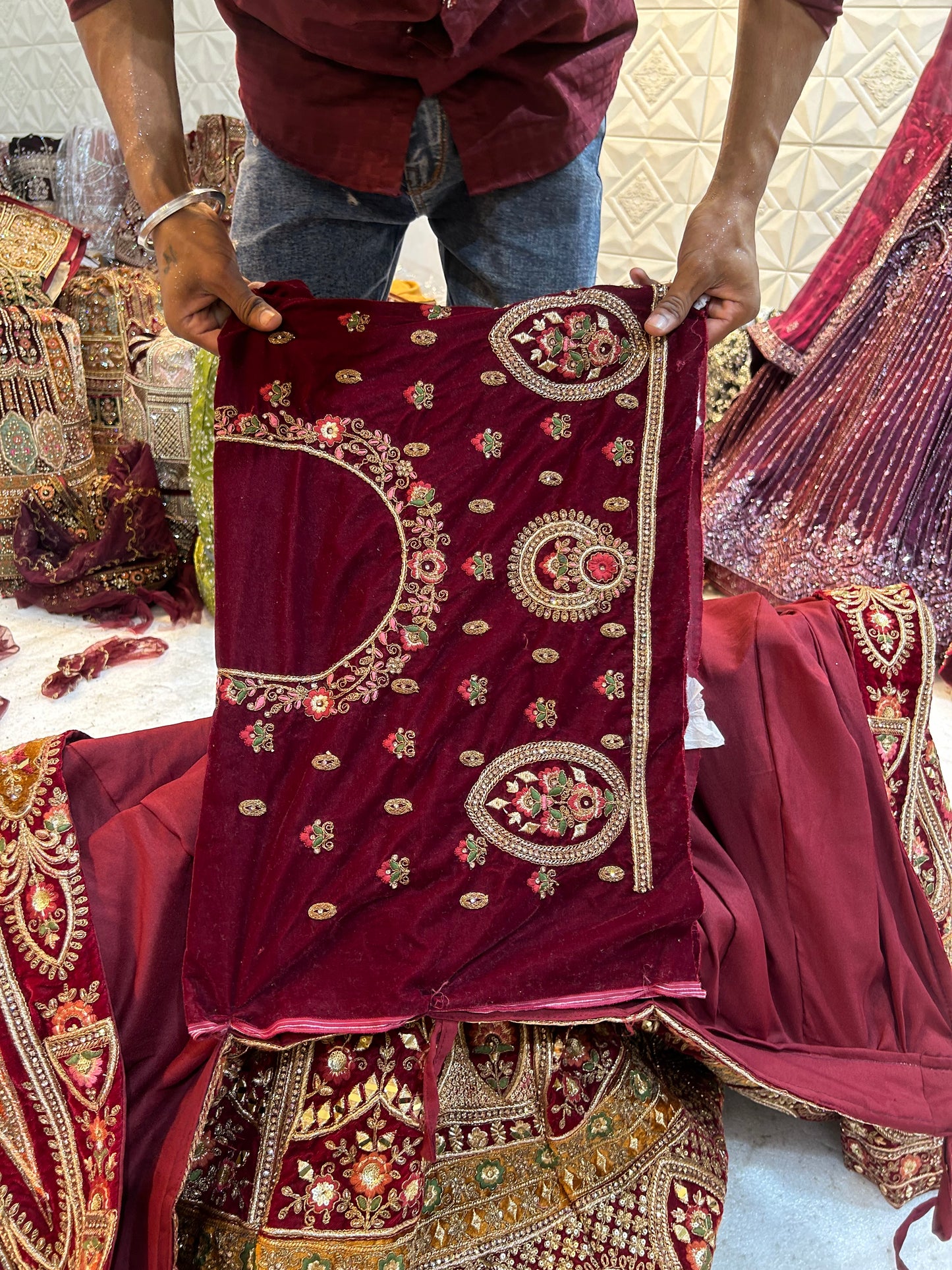 Lovely maroon bridal Lehenga