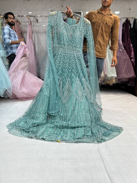 Aqua green Designer Gown