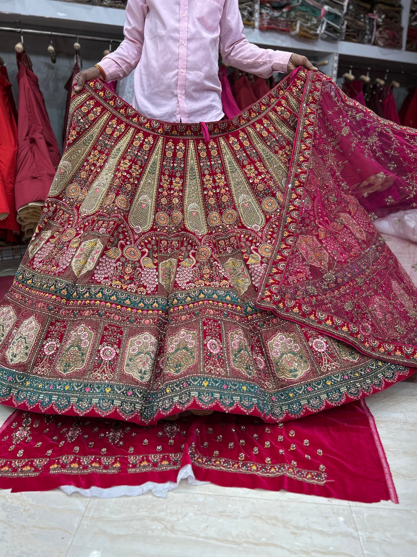 Something different red bridal lehenga