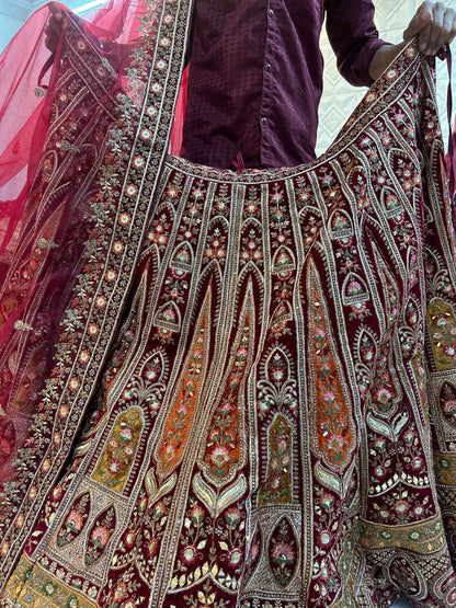 Lovely maroon bridal Lehenga