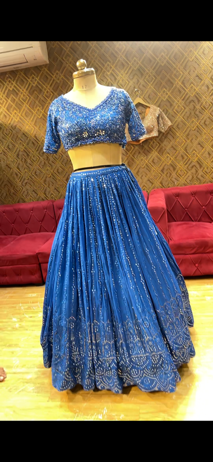 Hermosa lehenga azul