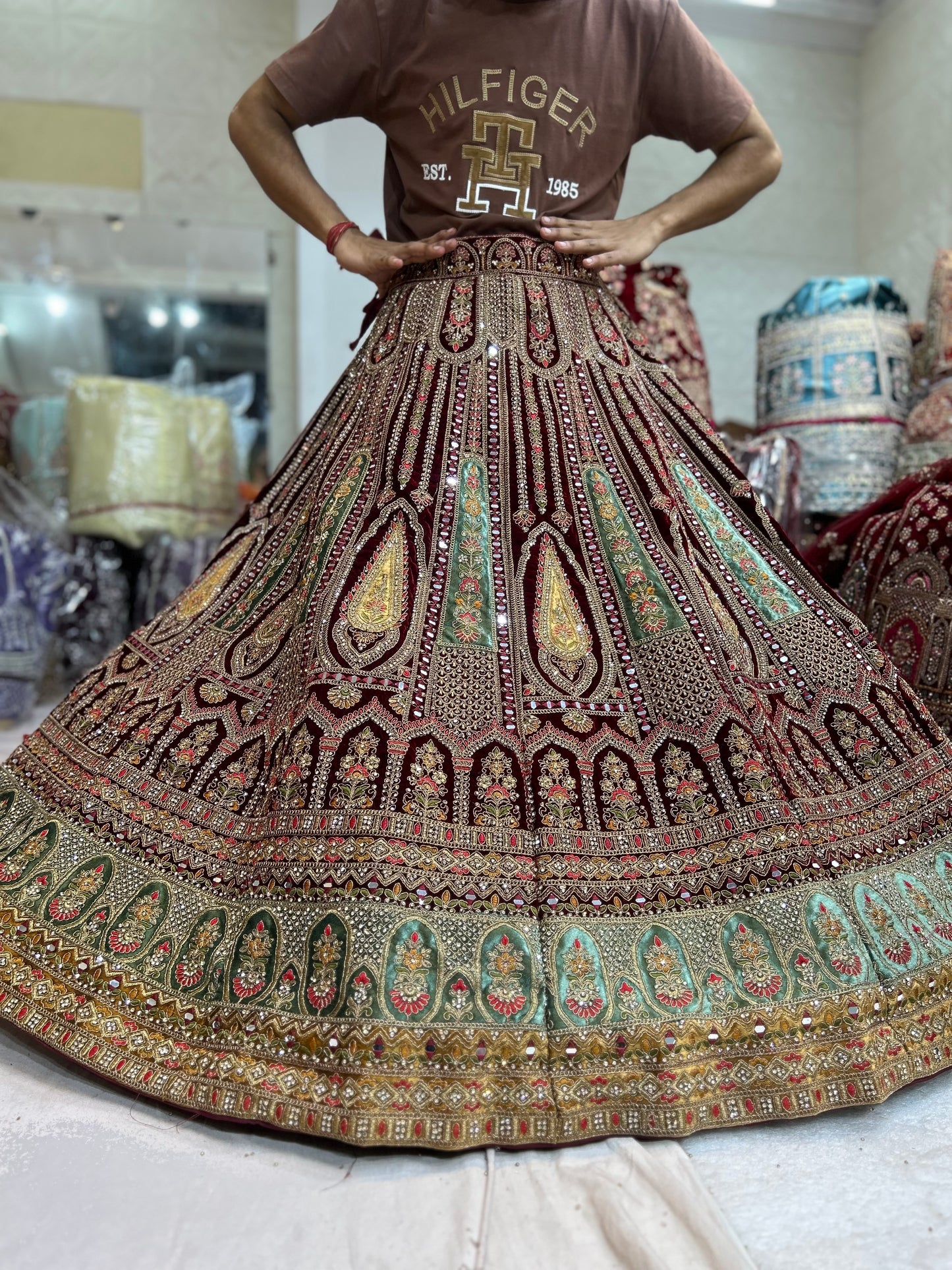 Fair maroon bridal lehenga