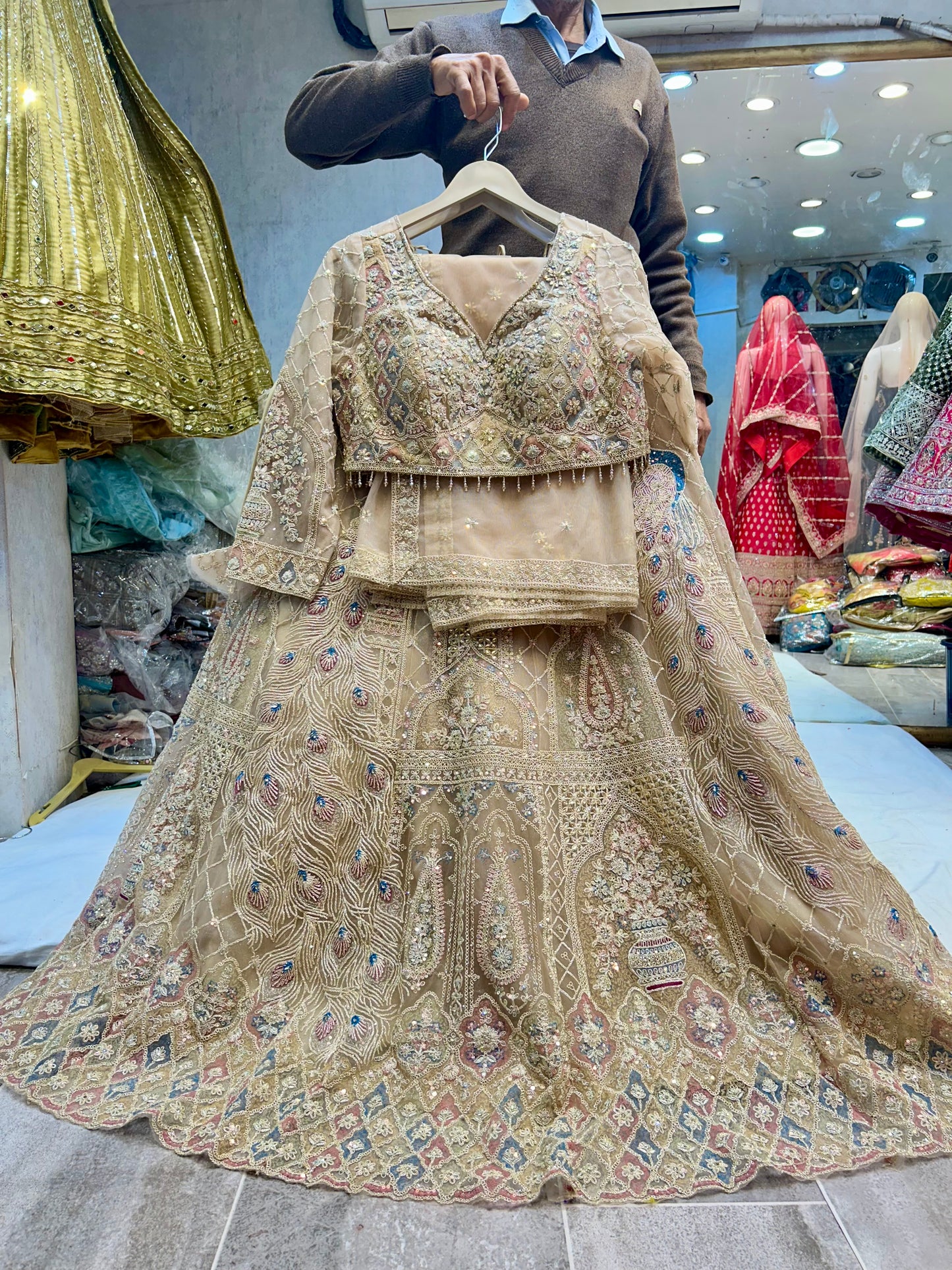 Amazing beige peach skin Lehenga