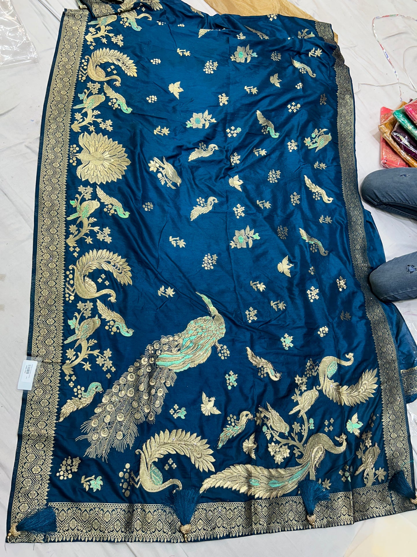 Peacock dark blue saree