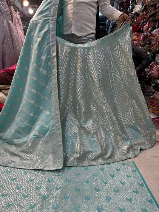 Lehenga azul brillante