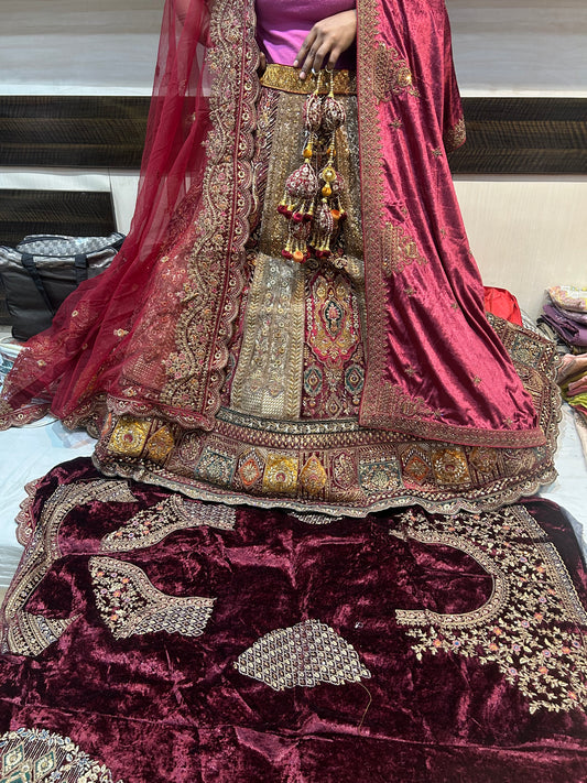 Beautiful maroon heavy bridal Lehenga