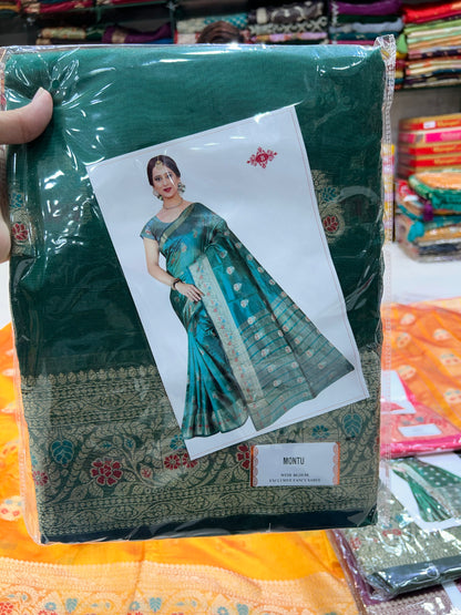 Lovely dark green saree