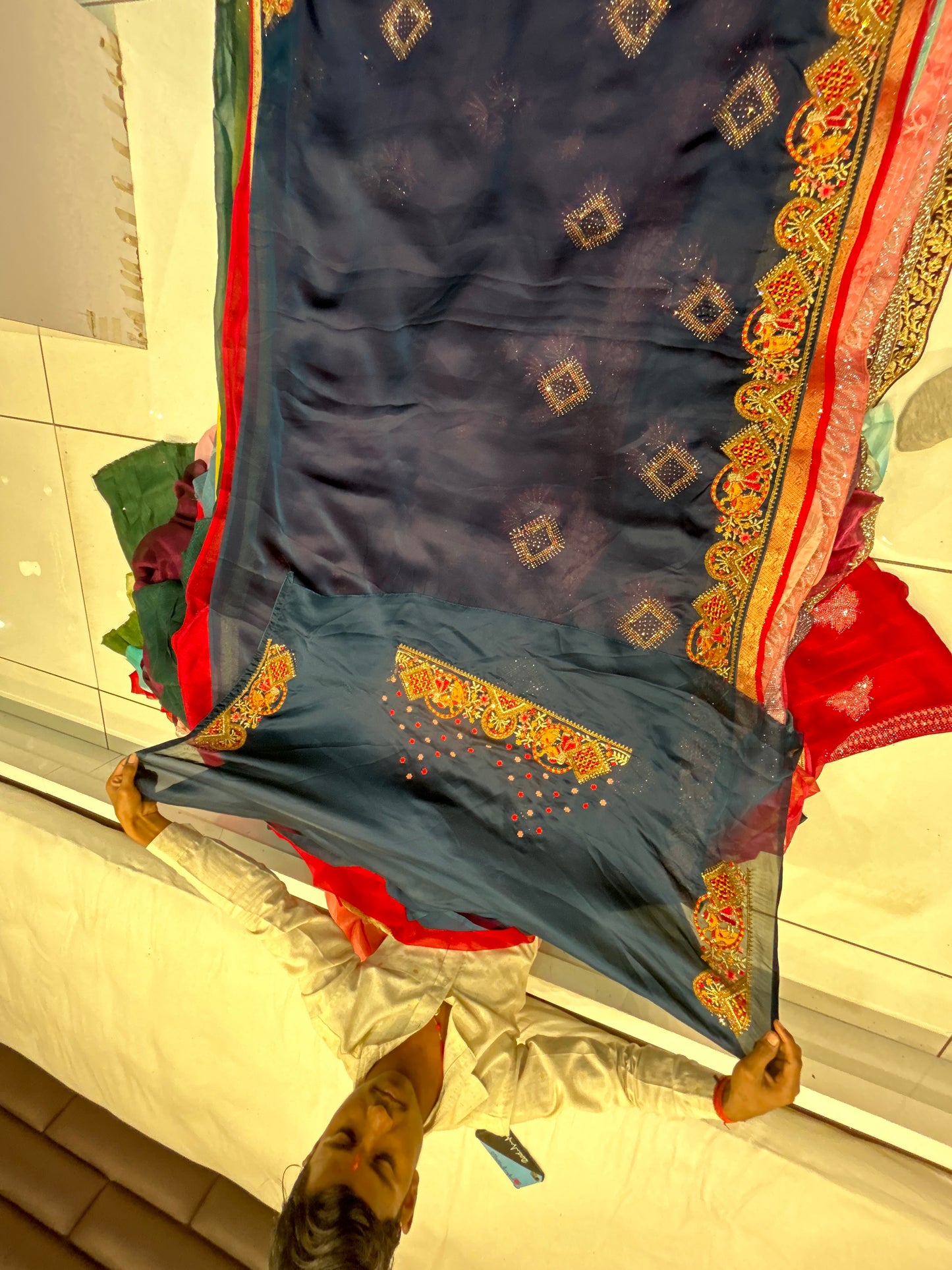 Blue Doli Barat border saree