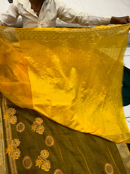 Yellow Haldi mehendi saree