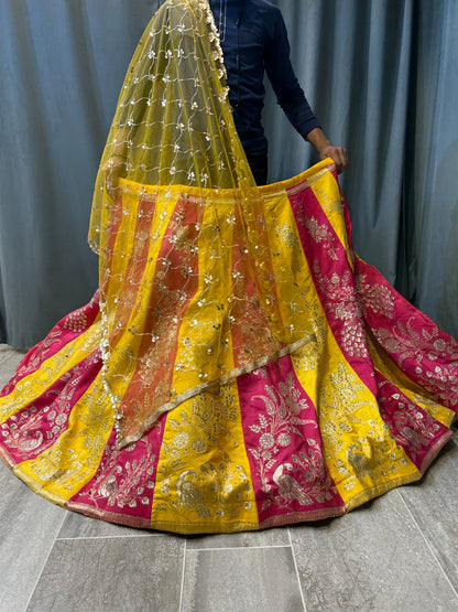 Famous yellow red Figure Multi Colour Lehenga