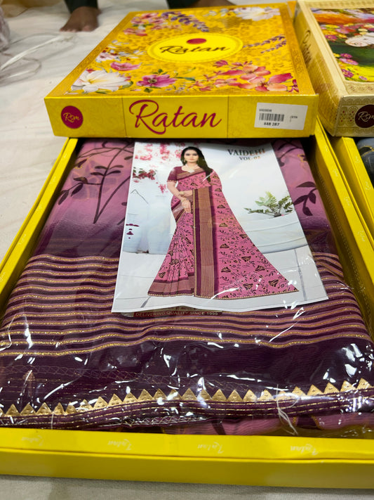 Majestic pink maroon saree