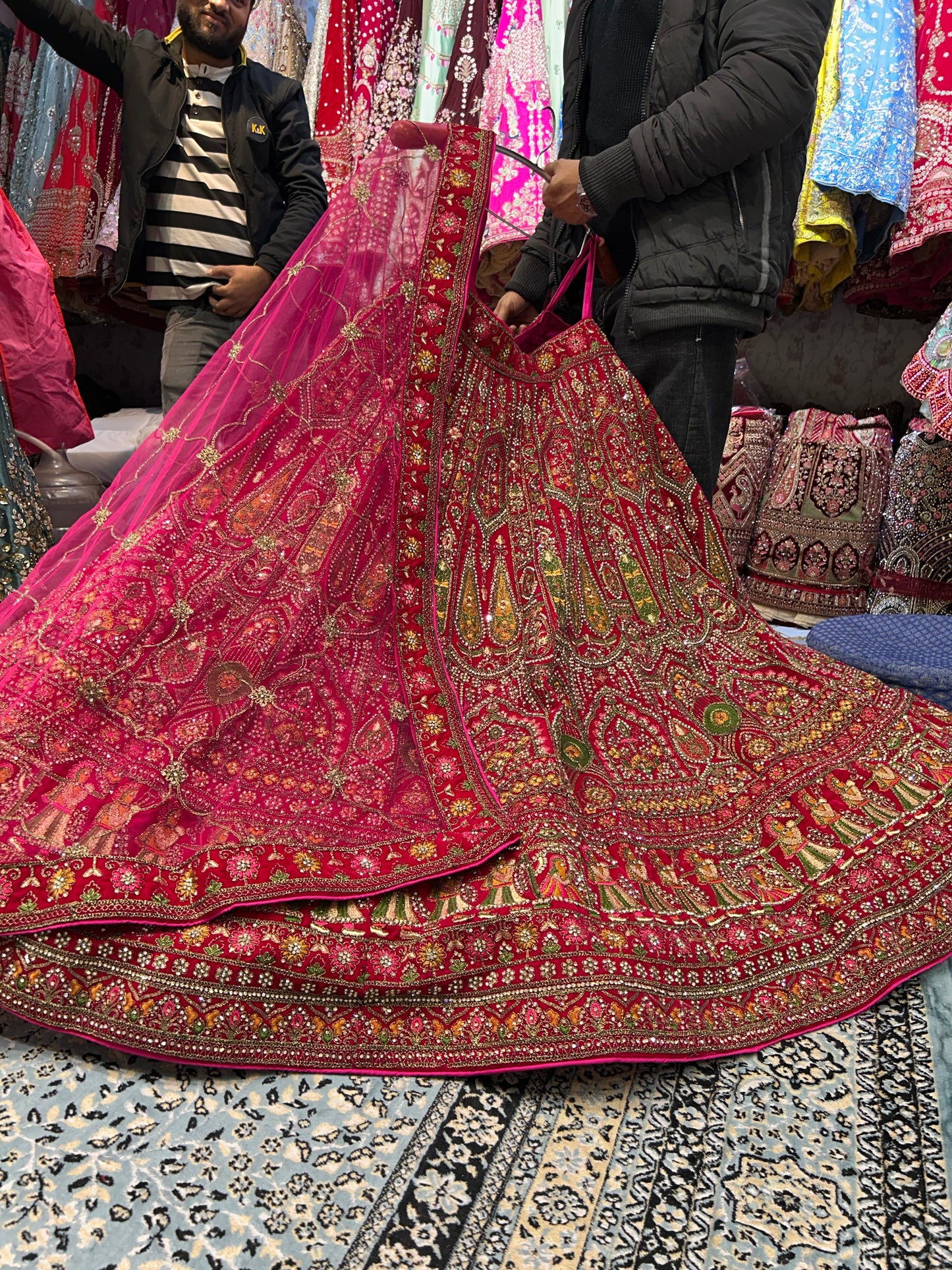 Fair red bridal lehenga