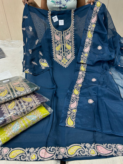 Blue Designer Unstitched Suit 😍