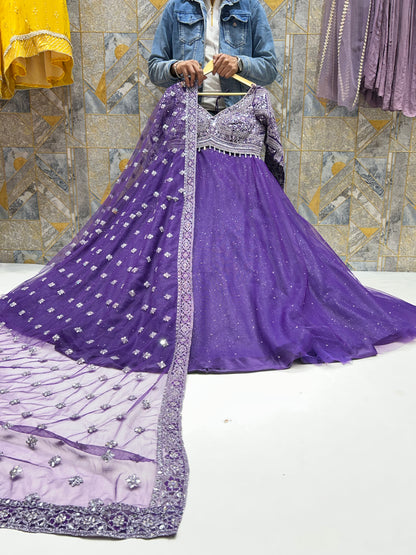 Good looking purple crop top lehenga