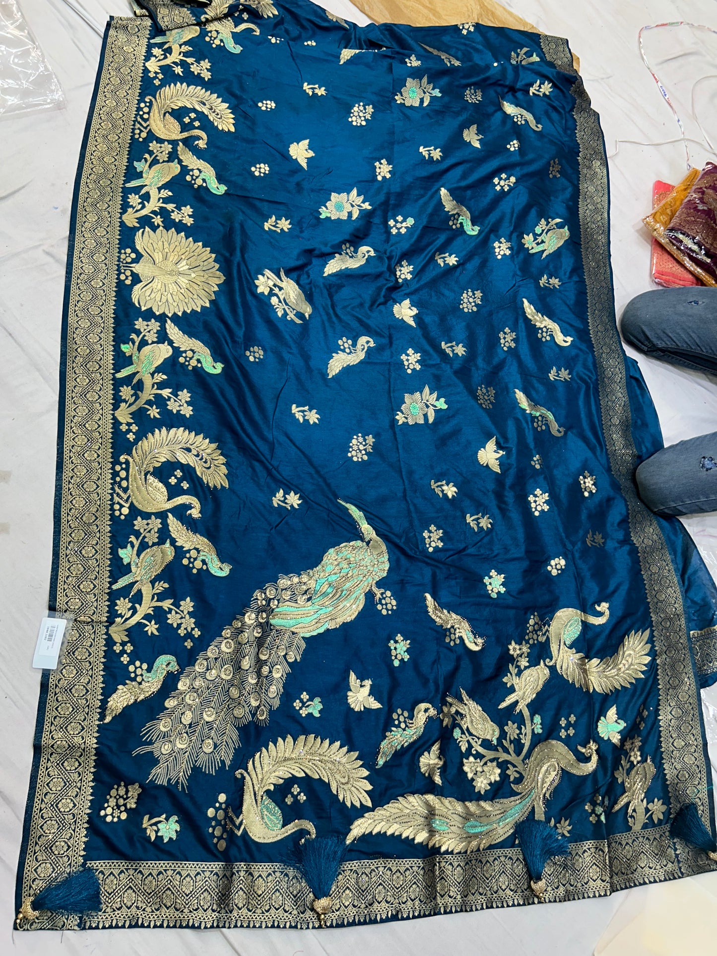 Peacock dark blue saree