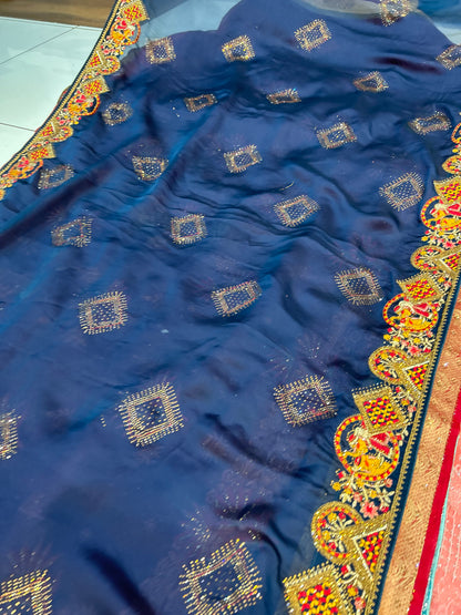 Blue Doli Barat border saree