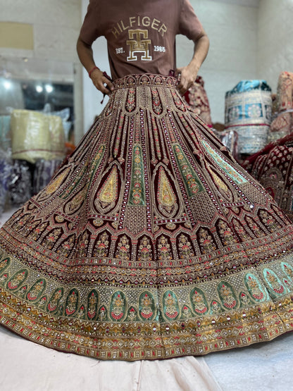 Fair maroon bridal lehenga