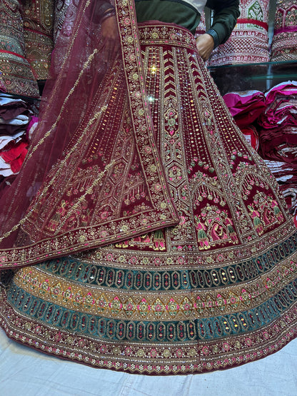 Diseñador granate doli barat lehenga