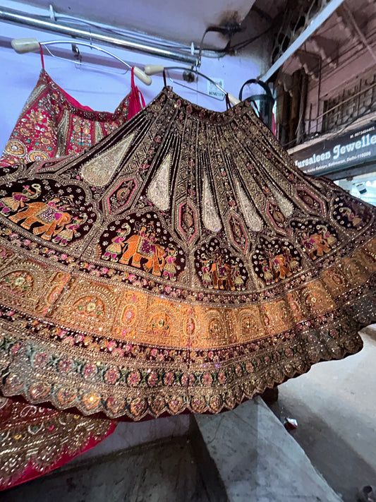 Amazing maroon doli barat lehenga