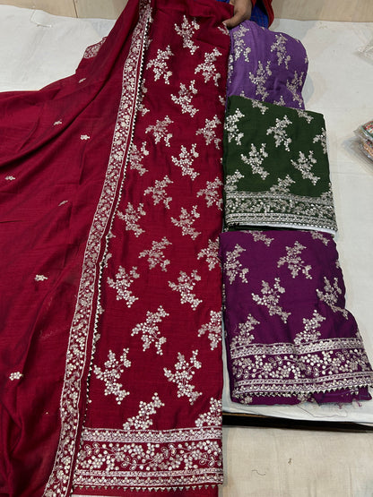 Amazing maroon unstitched salwar suit dress material(free size)