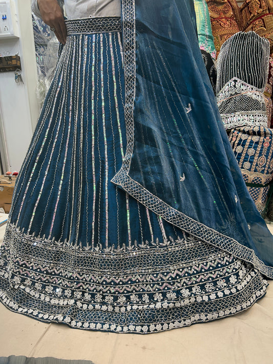 Increíble lehenga azul