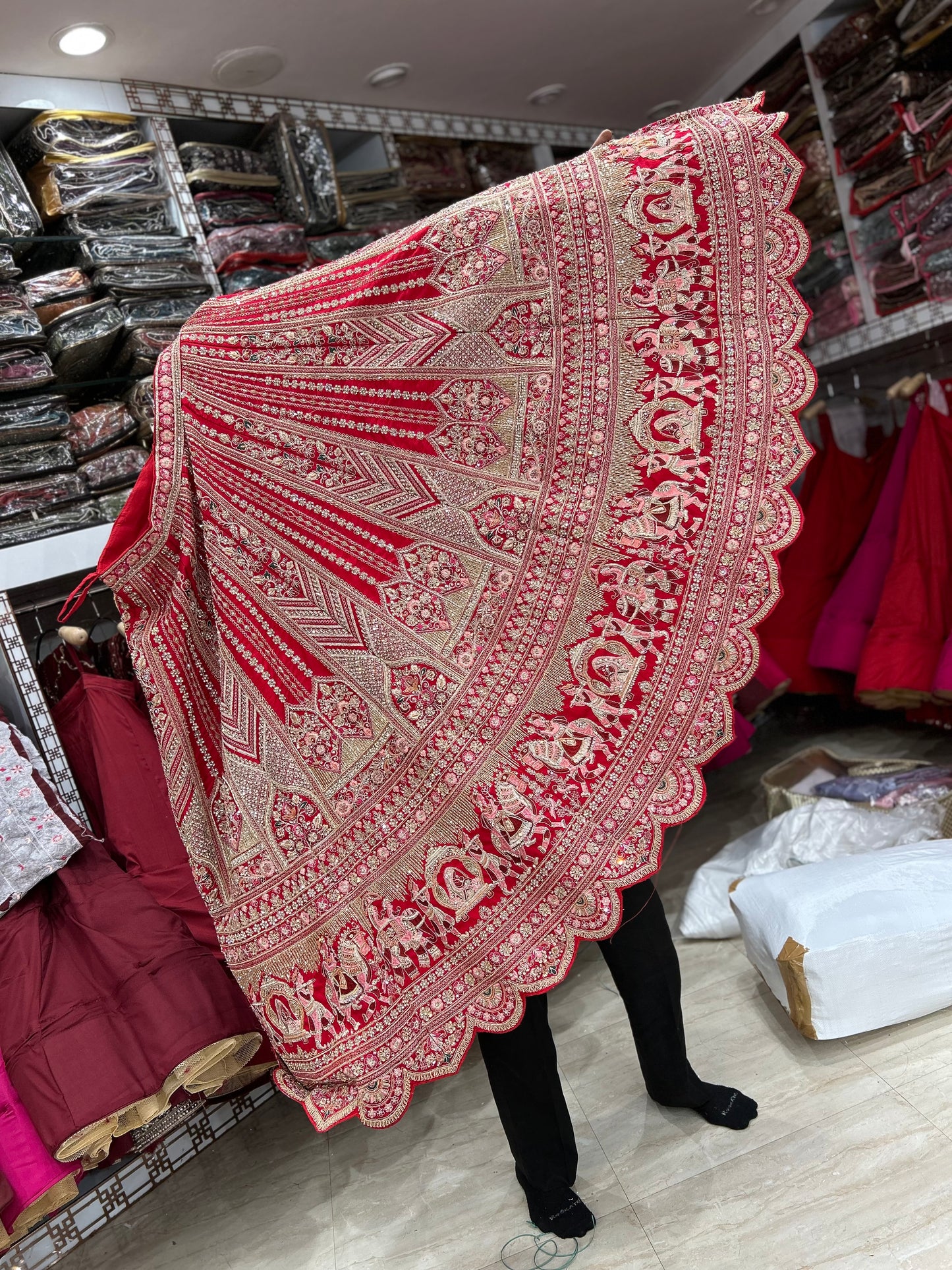 Good looking red bridal lehenga