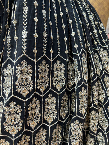 Beautiful grey black crop top lehenga