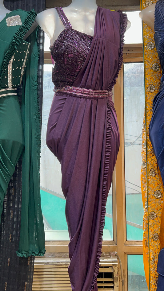 Fabulous dark purple saree 🥰