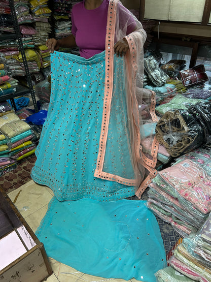 Lehenga elegante en color azul cielo 😍