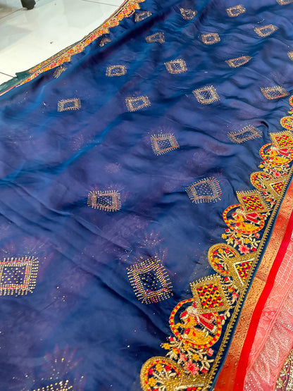 Blue Doli Barat border saree